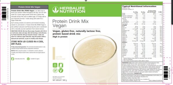 Protein Drink Mix Vegan Vanilla Label